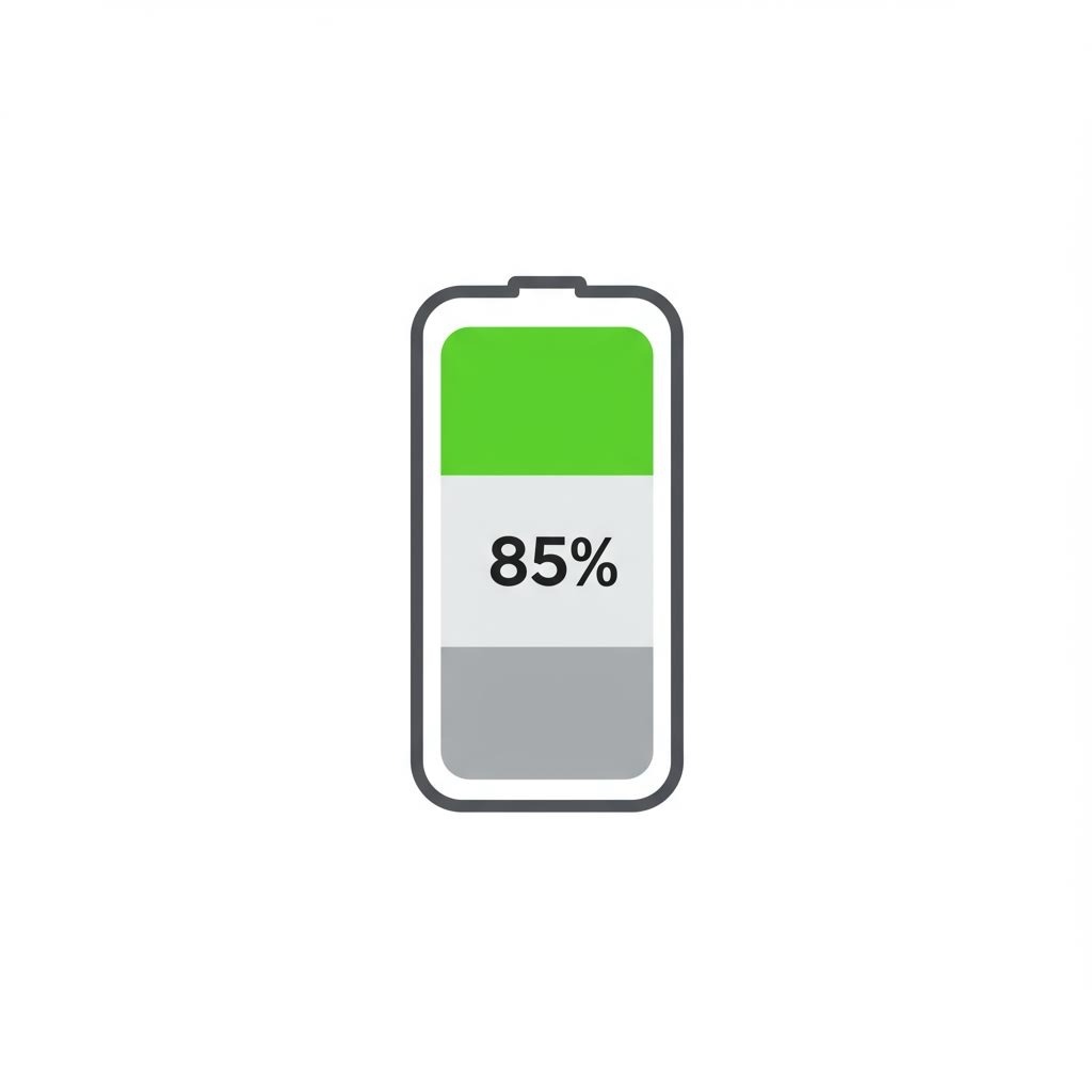 스마트폰 배터리 85% 충전 상태 아이콘