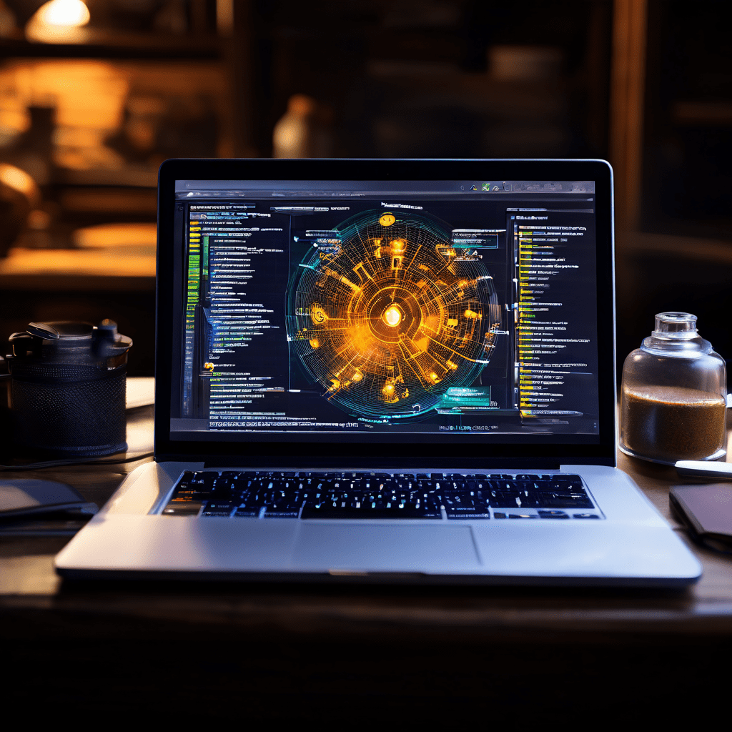 컴퓨터 화면에서 느려지고 과열된 노트북을 진단하는 프로그램이 실행 중이며, 배경에는 많은 프로세스 아이콘과 먼지가 보여 시스템 성능 저하 원인을 분석하는 장면입니다.