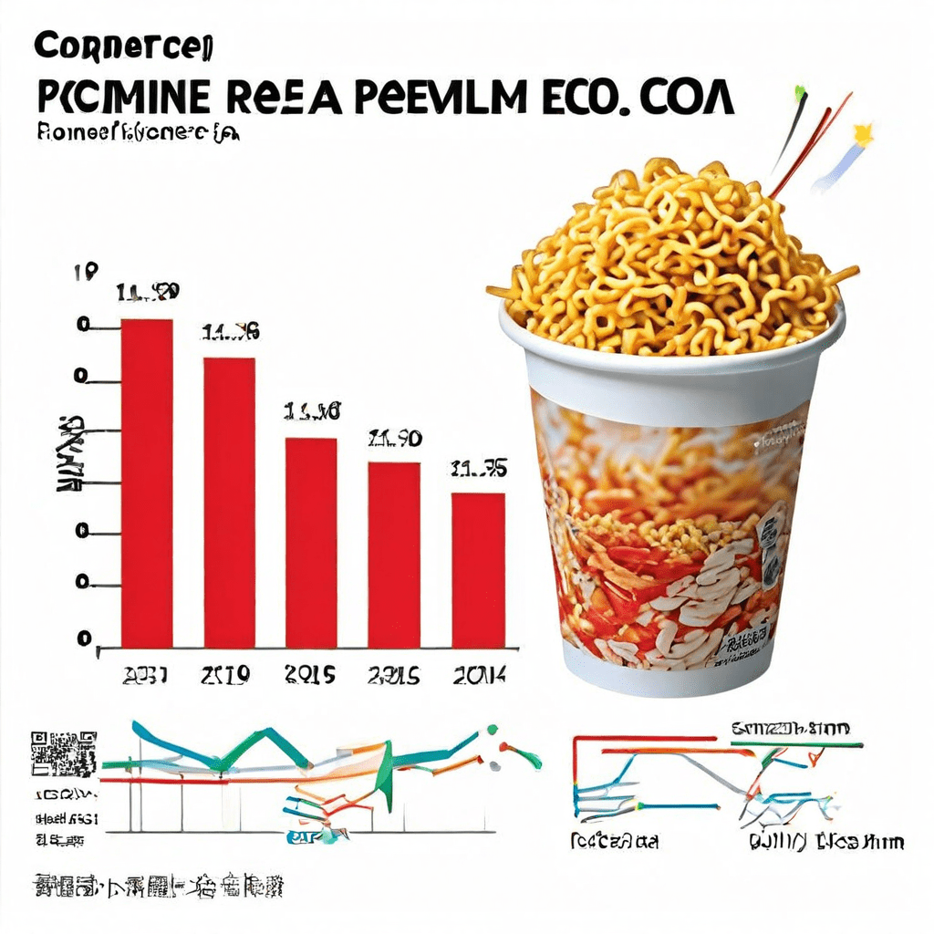 편의점에서 판매되는 컵라면의 가격 구성 요소를 데이터 그래프로 시각화하여 원재료 비용 대비 높은 편의점 프리미엄이 차지하는 비중을 명확히 보여주는 인포그래픽입니다.