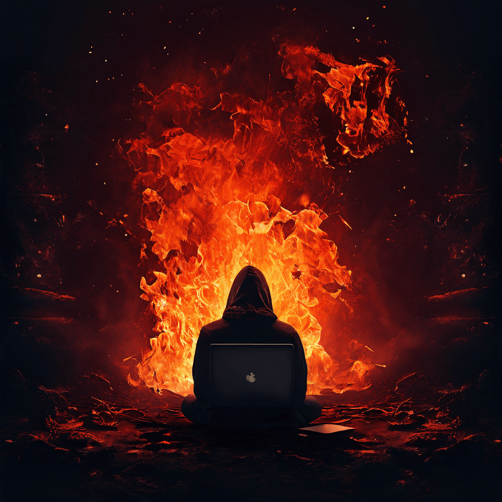 컴퓨터 화면을 멍하니 바라보며 내적 동기와 열정이 사라져 가는 개인의 정신적 소진과 업무 피로 상태를 상징적으로 표현한 이미지입니다.