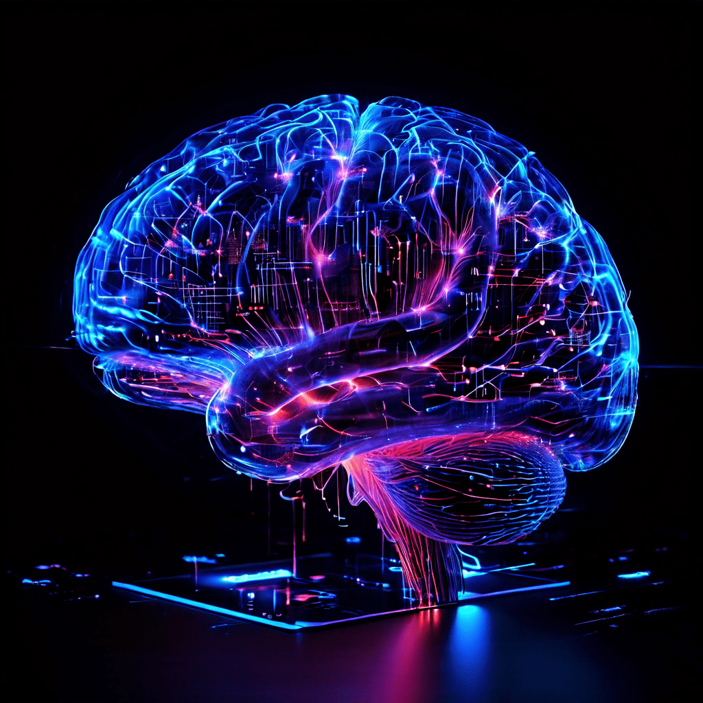 데이터 스트림으로 형성된 빛나는 뇌에서 두려움과 욕망 영역이 디지털 분석 도구를 통해 해체되는 과정을 시각화한 인공지능 개념 이미지입니다.