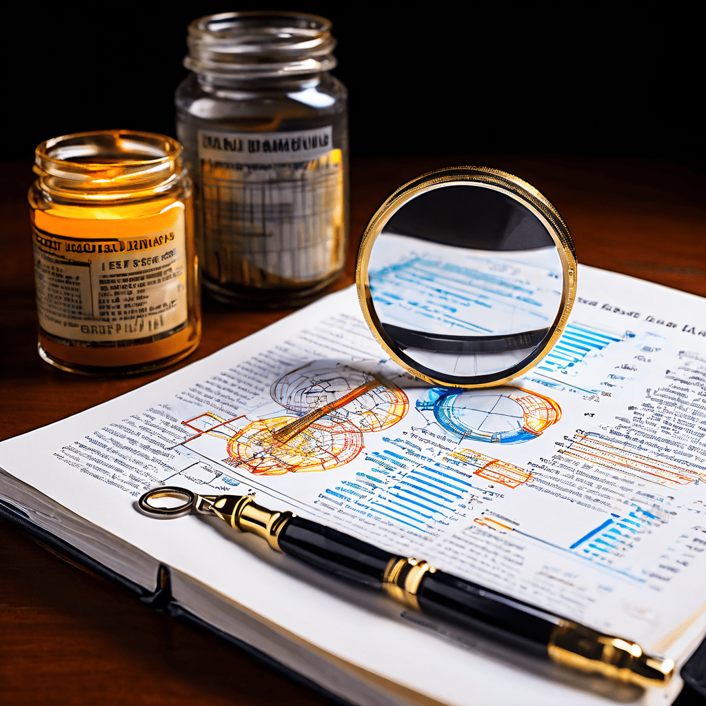 데이터 시트를 정확히 해석하는 방법을 안내하는 'How to Read a Data Sheet' 제목의 가이드북이 확대경으로 핵심 의약 용어와 투약 차트를 강조하며 보여집니다.