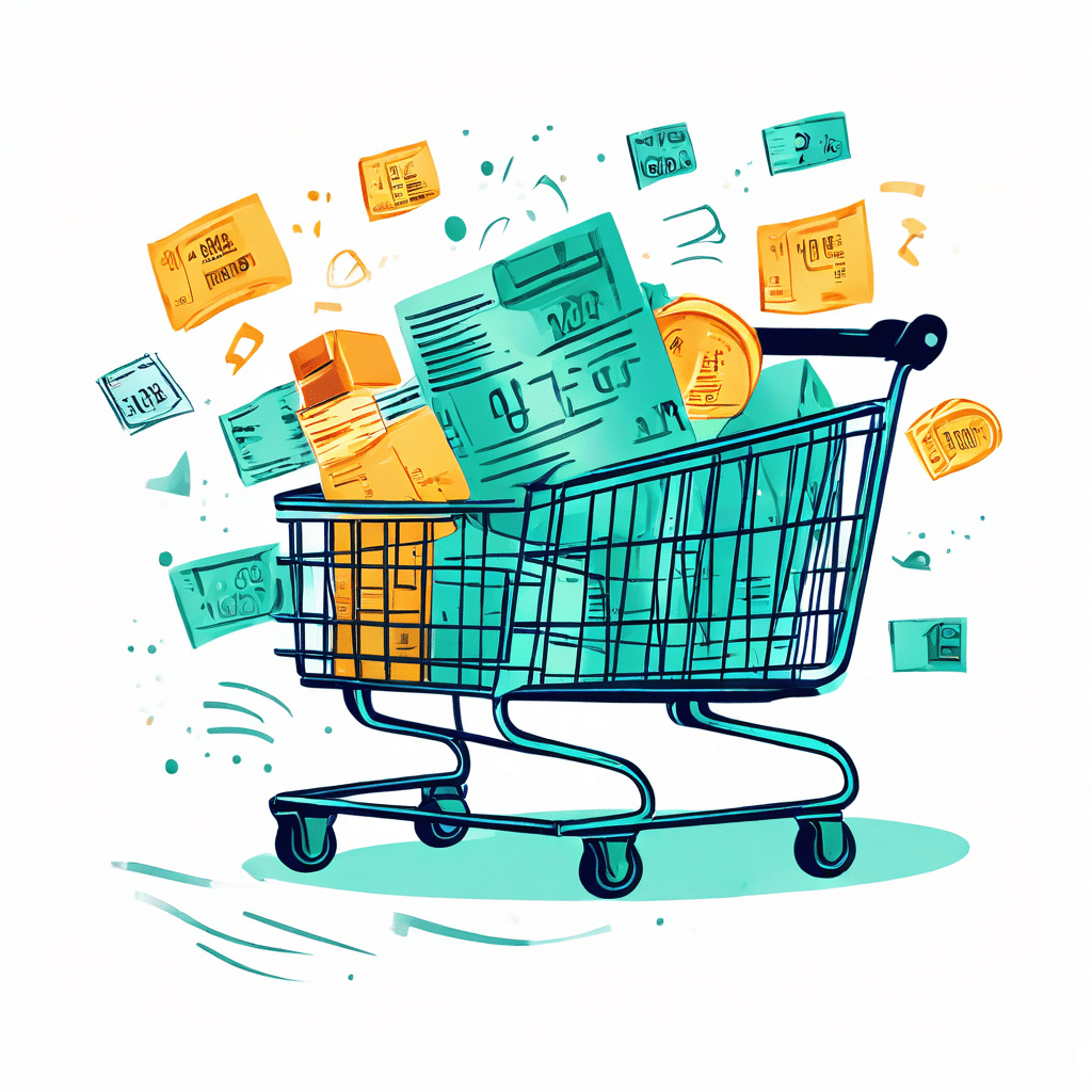 온라인 쇼핑 시 장바구니에 표시된 변동하는 환율 금액보다 더 큰 배송비와 세금 숨겨진 추가 요금이 부과될 수 있음을 경고하는 개념 이미지입니다.