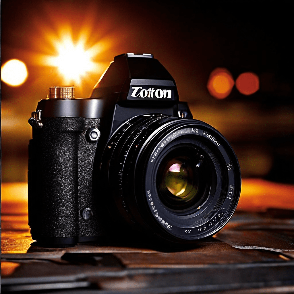 Hands holding a professional DSLR camera with interchangeable lens, adjusting the zoom ring to demonstrate optical versus digital